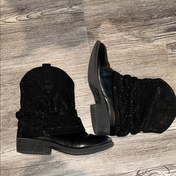 Steve Madden Lassy Little Girl Black Sparkle Ankle Boots Size Kids 13 - Picture 4 of 8